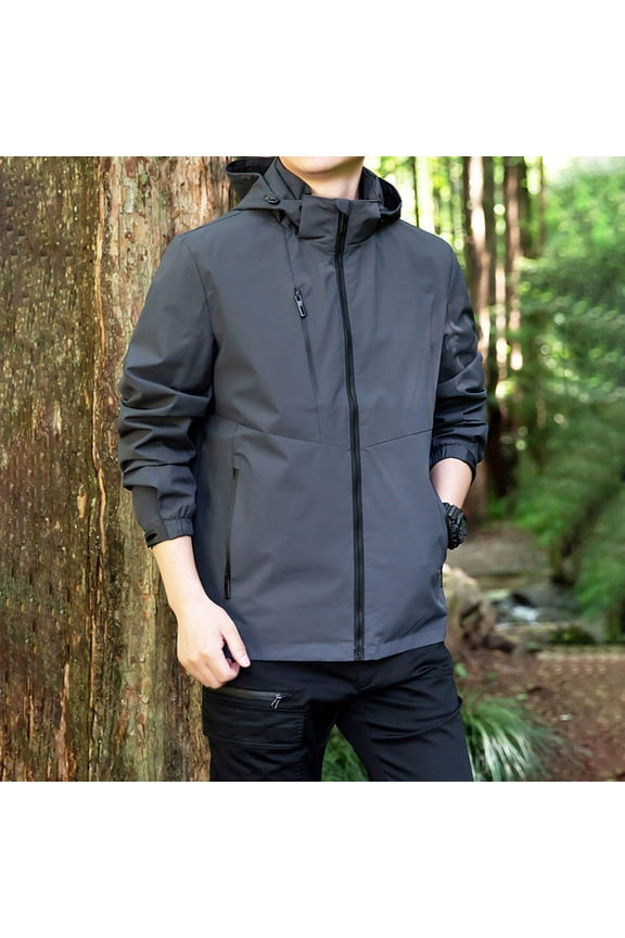 Mens Winter Coats, Outdoor Hooded Coat Long Sleeve Hooded Casual Outwear Jacket for Men