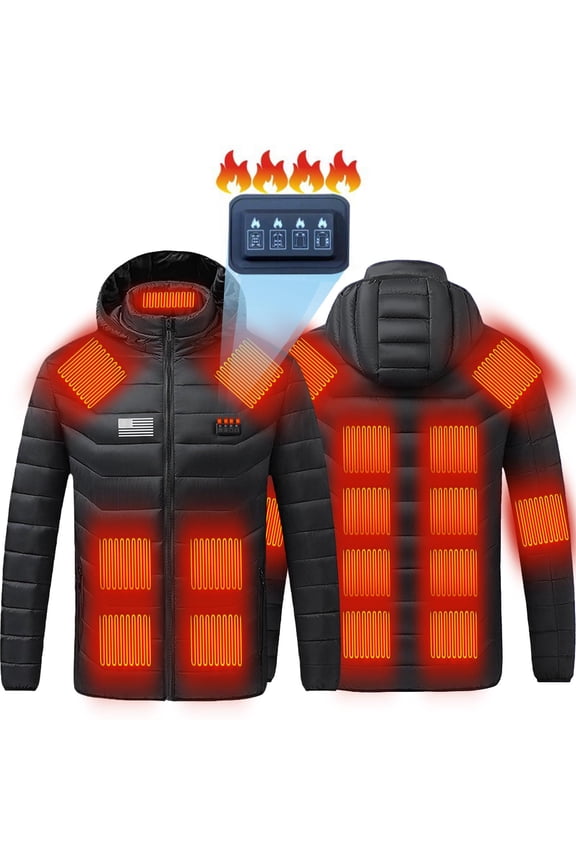 Sweater for Men Casual,Solid Stand Collar Zipper Usb Charging 19 Area Heated Outwear Coat