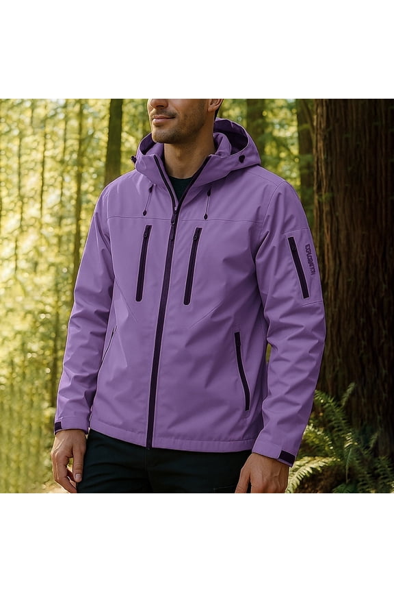 Jackets for Men, Men's Classic Hue Outdoor Climb Sport Run Hand Pockets Zipper Water Long Sleeve Thermal Coat