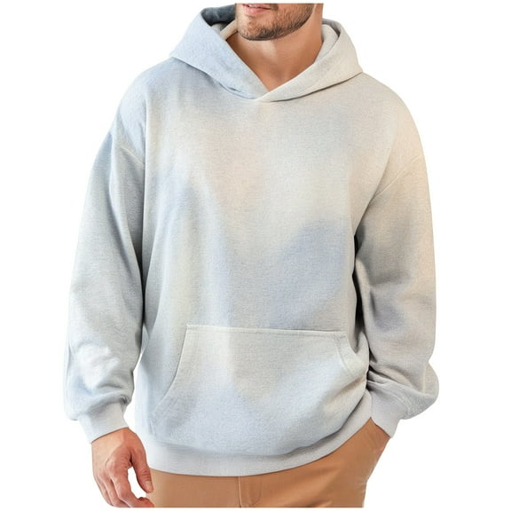 Ahabrexf Long Jacket for Men, Solid Color Casual Hooded Zip up Pullover Sweatshirt Coat