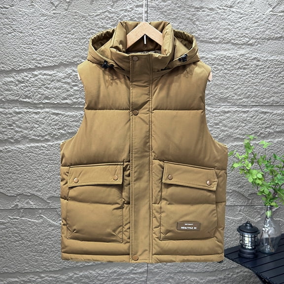 Ahabrexf Jackets for Men,Men's Sleeveless Jacket Zip Pocket Solid Fashion Casual Summer Outerwear