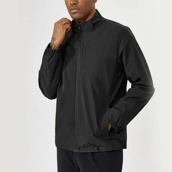 Ahabrexf Jackets, Men's Solid Color Outdoor Climb Sport Run Water Repellent Long Sleeve Coat with Zipper Pocket