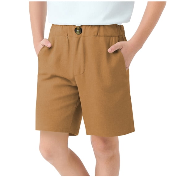 Ahabrexf Kids Casual Shorts with Elastic Waist and Pockets Soft Breathable Pull on Shorts for Boys and Girls 5 Inseam for Everyday Wear