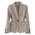 thumbnail image 1 of Ahabrexf Ladies Long Sleeve Lapel Plaid Pattern Elegant Suit Jacket, 1 of 6