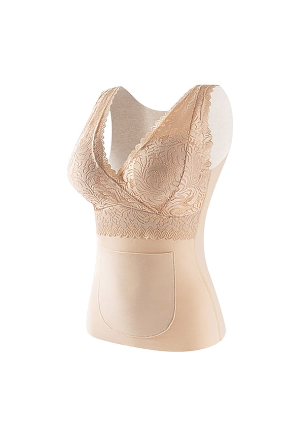 Bras for Women Plus Size, Pocketed Fleece Underwear with Chest Pad for Warm Inner Wear