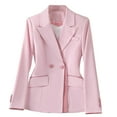 thumbnail image 1 of Ahabrexf Ladies Solid Color Long Sleeve Lapel Button Temperament Suit Jacket, 1 of 8