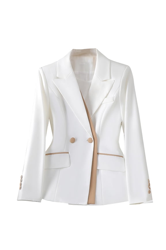 Ladies Solid Color Long Sleeve Lapel Button Temperament Suit Jacket