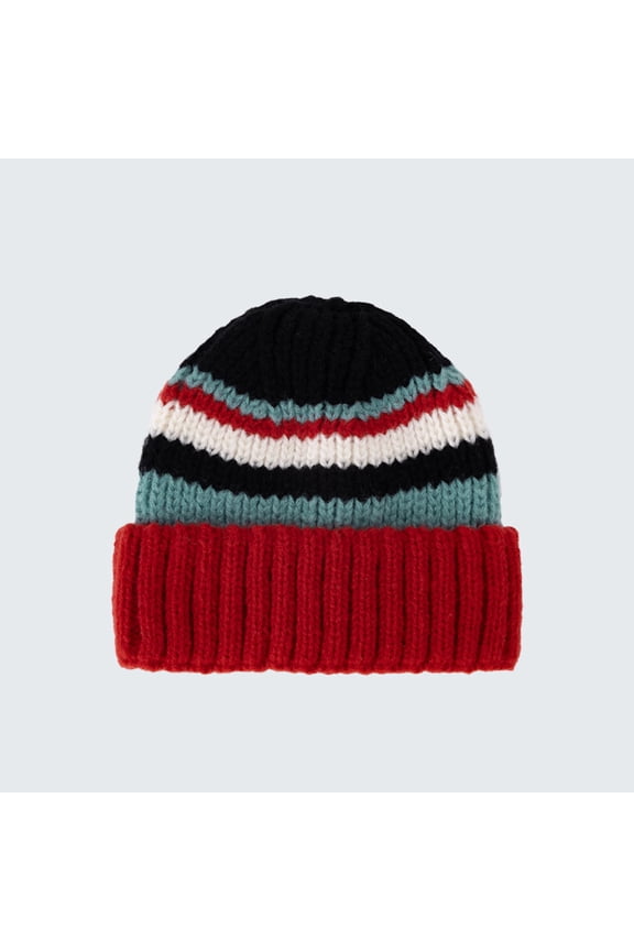 Large Head Hats,Men's and Women's Winter Fashion Knitted Cap with Color Matching Design