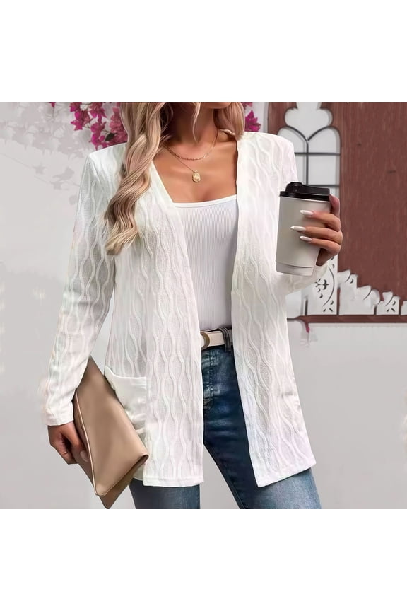 Lightweight Cardigans for Women, Woven Open Front Knit Sweater with Elegant Long Sleeves for Year-Round Layering