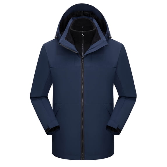Ahabrexf Coats for Men Long Coat Men Men's Hooded Long Sleeve Patchwork Zipper Hardshell Fleece Hiking Wear Outerwear Coat Mens Long Sleeve Long Coat Men