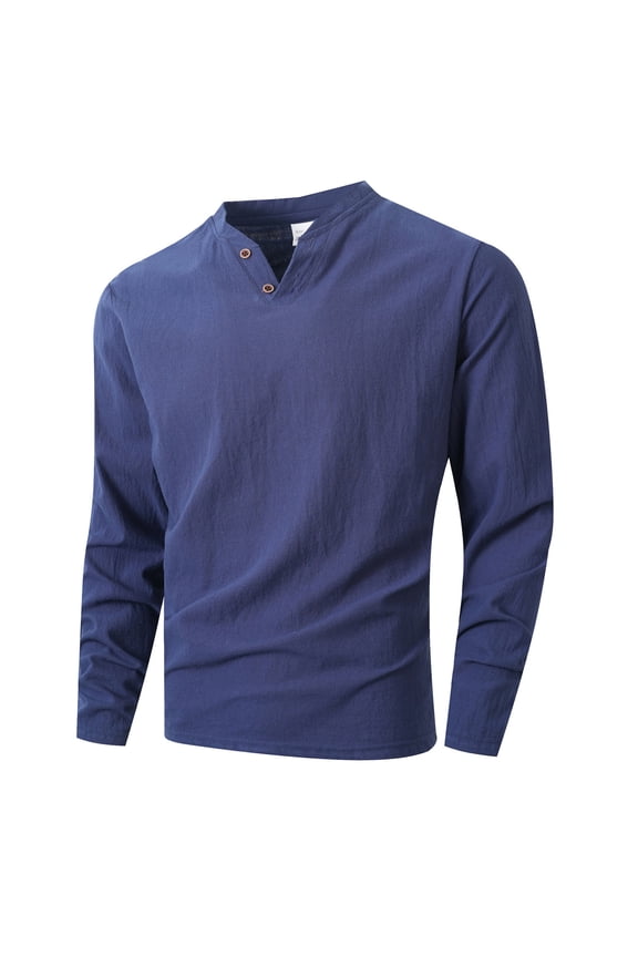 Long Sleeve Workout Top, Man Fashion Leisure Classic Hue V Neck Blouse Crewneck Sweatshirt