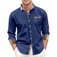 thumbnail image 1 of Ahabrexf Long Sleeve Shirts for Men, Leisure Button Mock Pocket Lattice Flip Collar Shirt, 1 of 6