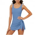 thumbnail image 1 of Ahabrexf Long Sleeve Jumpsuit for Boys Solid Blue Sunscreen Swimsuit Polyester Summer, 1 of 6