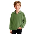 thumbnail image 1 of Ahabrexf Long Sleeve Shirts for Boys, Solid Color Waffle Knit Henley Round Neck Casual Daily Wear Long Sleeve Top, 1 Pc, 1 of 6