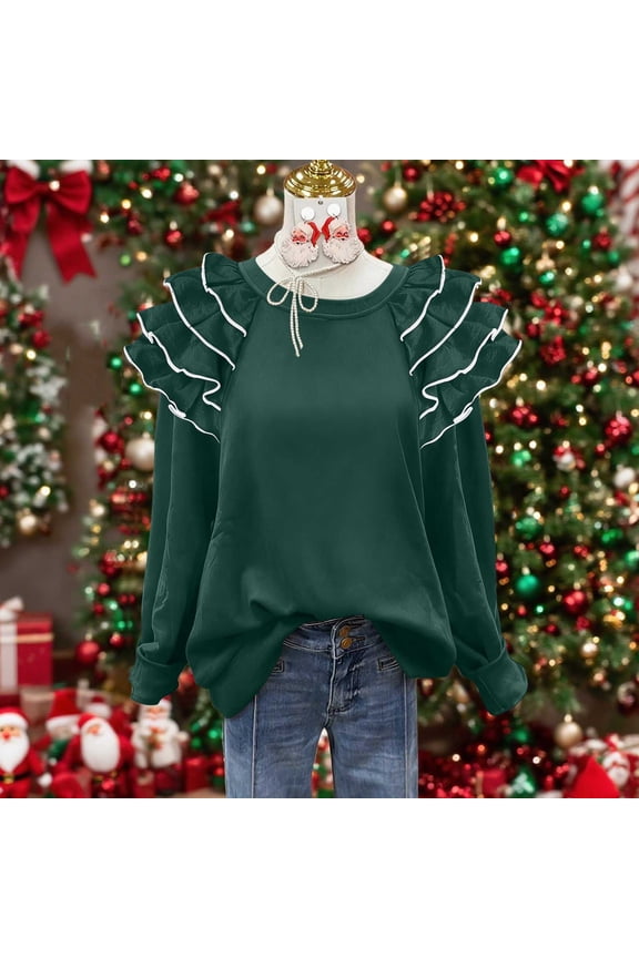 Zip up Hoodie, Women's Crew Neck Classic Hue Loose Fitting Long Sleeve Hoodless Sweatshirt Blouse