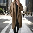 thumbnail image 1 of Ahabrexf Lapel Coat Women, Solid Color Long Wool Blend Windbreaker with Breast Pocket Design, 1 of 5