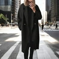 thumbnail image 1 of Ahabrexf Lapel Coat Women, Solid Color Long Wool Blend Windbreaker with Breast Pocket Design, 1 of 5