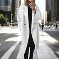 thumbnail image 1 of Ahabrexf Lapel Coat Women, Solid Color Long Wool Blend Windbreaker with Breast Pocket Design, 1 of 5