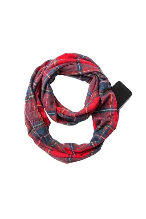 Male and Female Couple Thick Pullover Plaid Zipper Pocket Scarf