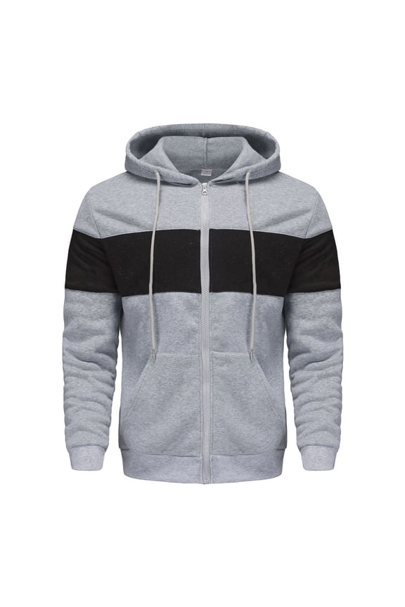 Long Sleeve Shirts for Men, Hooded Jacket with Coordinated Color, Drawstring, Zipper, and Pockets