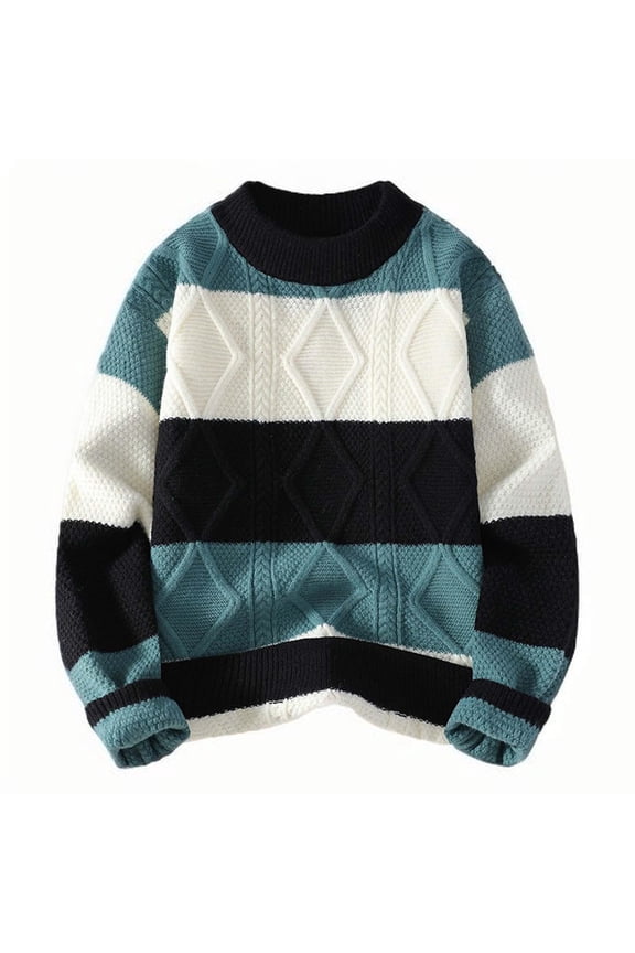 Men's Color Coordinated Patterned Base Layer Shirt with Enhanced Warmth and Round Neck