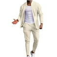 thumbnail image 1 of Ahabrexf Long Coat Men, Fashion Leisure Solid Color Pocket Zipper Long Sleeved Trousers Suit, 1 of 5