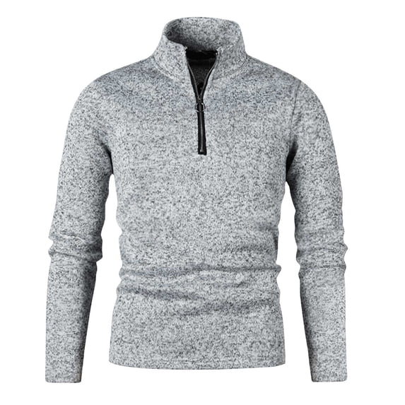 Ahabrexf Hooded Jackets for Men, Leisure Solid Color Zipper High Collar Add Velvet Long Sleeve Sweater
