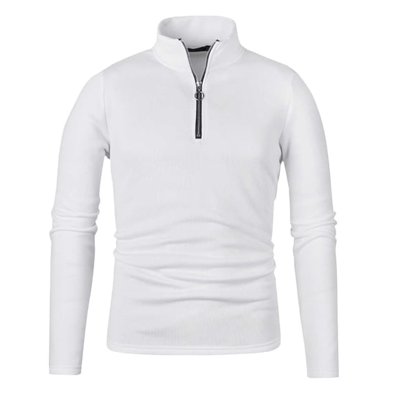 Ahabrexf Hooded Jackets for Men, Leisure Solid Color Zipper High Collar Add Velvet Long Sleeve Sweater