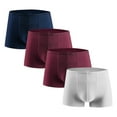 thumbnail image 1 of Ahabrexf Men's 4Pc Ice Silk Underpants, Traceless Dry Loose Breathable Elastic Exercise Home Trunks, 1 of 2