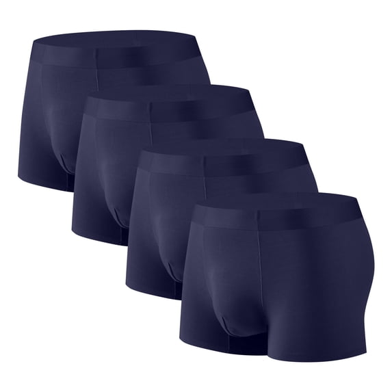 Ahabrexf Men's 4Pc Silk Underpants, Traceless Dry Loose Breathable Elastic Exercise Home Trunks