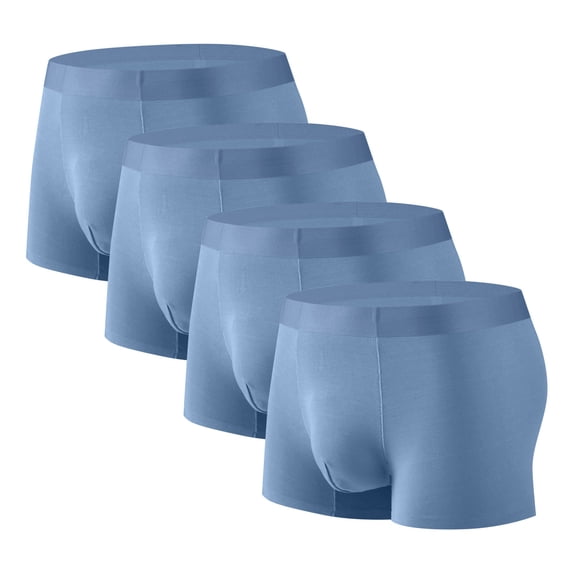 Ahabrexf Men's 4Pc Silk Underpants, Traceless Dry Loose Breathable Elastic Exercise Home Trunks