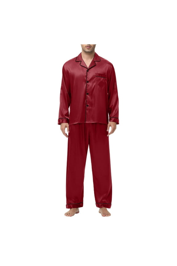 Men Bathrobe for Men, Long Sleeve Turn-Down Collar, Polyester Robe with Two Front Pockets, Solid Color, Standard Thickness, Hand Wash Cold