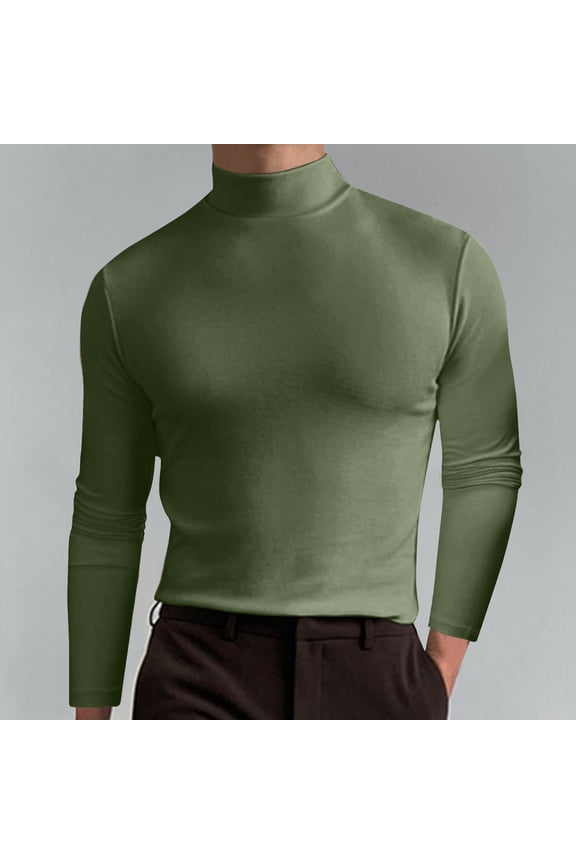 Winter Jackets for Men,Casual Solid Elasticity Turtleneck Long Sleeve Blouse