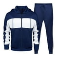 thumbnail image 1 of Ahabrexf Pants for Men, Casual Sports Splice Solid Color Hooded Set with Zipper Pockets and Long Sleeves, 1 of 6
