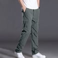 thumbnail image 1 of Ahabrexf Fleece Lined Pants, Men's Solid Color Warm Button Workwear Elastic Waist Trousers, 1 of 9