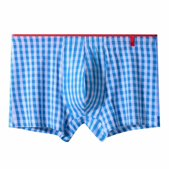 Ahabrexf Underwear for Men, Loose Breathable 4-Corner Chequer Boxers for Sports Home