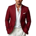 thumbnail image 1 of Ahabrexf Men's Blazer Jacket, 2 Button Solid Color Notch Lapel 100% Polyester Sport Coat with Chest Pocket for Wedding Party Daily Business Casual Summer Wear, 1 of 9