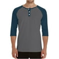 thumbnail image 1 of Ahabrexf Shirt, Men's Breathable Solid Color Raglan 3-Quarter Sleeve Round Neck Top, 1 of 7