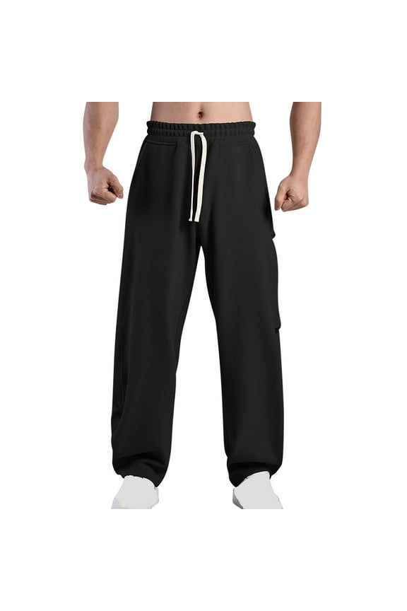 Mens Running Pants, Loose Fitting Patchwork Sports Outdoor Solid Color Casual Pants