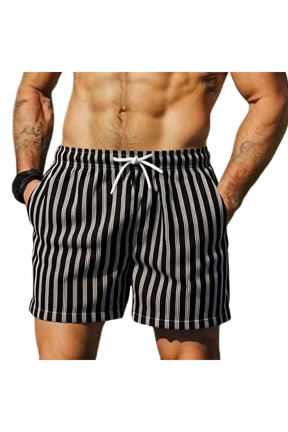 Men's Casual Pants for Men Summer Quick-Dry Thin 5 Quarter Beach Pants with Drawstring