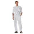 thumbnail image 1 of Ahabrexf Men's Casual Short Sleeve Button Down Shirt and Trousers Set for Men, Textured Woven Fabric, Elastic Waist, Matching 2 Pc Suit, 1 of 9
