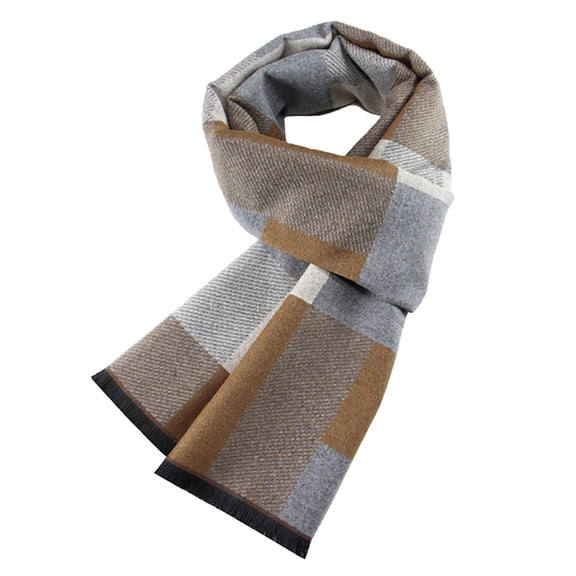 Ahabrexf Mens Scarfs Fashion Men's Classic Warm Thickened Brushed Scarf Scarf