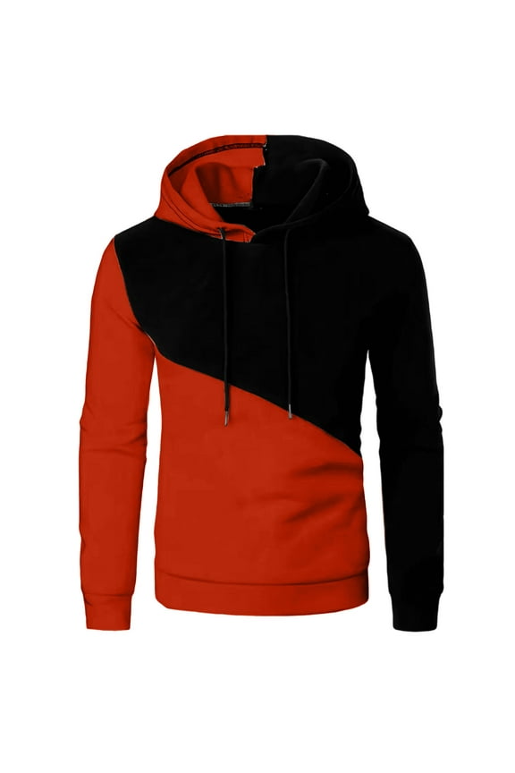 Men's Quarter Zip Sweaters, Color Block Fashion Hoodie Laid-Back Zip up Thermal Top