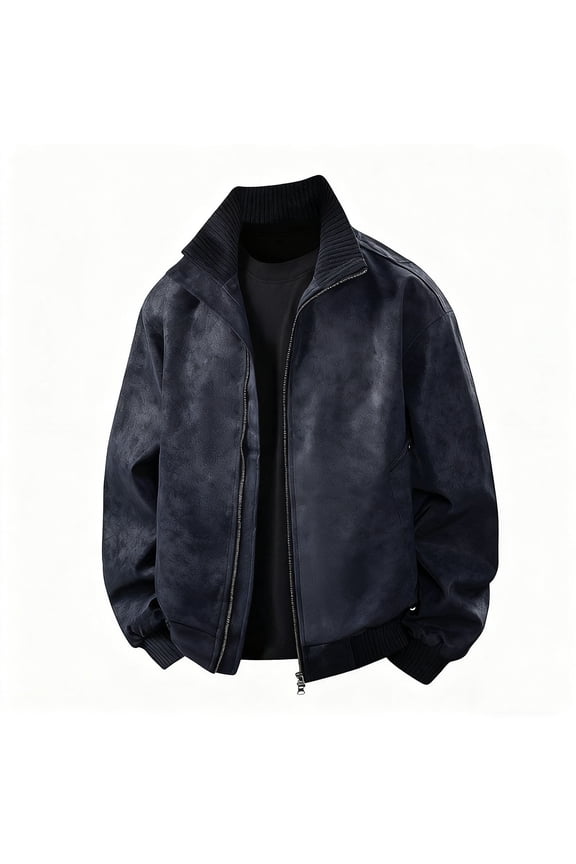 Long Shirts for Men, Fashionable Classic Hue Zipper Side Pockets Stand up Collar Outerwear