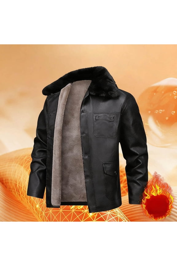 Mens Fleece Jacket, Flip Collar Warm Top Windproof Waterproof Business Hooded Jacket