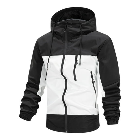 Ahabrexf Jackets for Men Fashion, Outdoor Hoodie Windproof Casual Long Sleeve Jacket