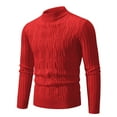 thumbnail image 1 of Ahabrexf Mock Turtleneck for Men, Classic Solid Color Elastic Pullover with Vintage Round Neck and Fleece Interior, 1 of 2