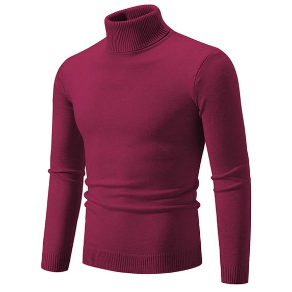 Ahabrexf Coats for Men, Vintage Round Neck Turtleneck Solid Color Elastic Pullover with Cozy Fleece