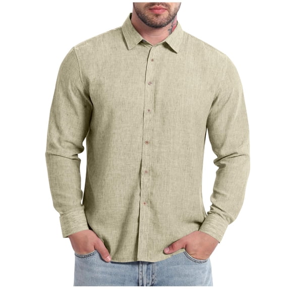 Ahabrexf Men's Shirts Casual for Men Winter Long Sleeve Turndown Collar Loose Fit Blouse