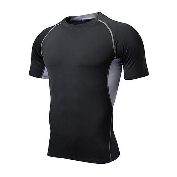 Ahabrexf Men's Short Sleeve Quick Dry Shirts 4 Pack Moisture Wicking Performance Athletic Tops UPF 50+ Sun Protection for Training Gym Running